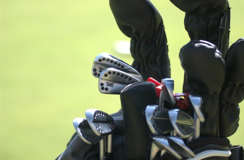 Golf Clubs in Bag Close Up