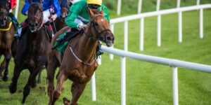 Jockey with Green Silks Leading Race