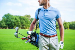 Styling man in golf clothes