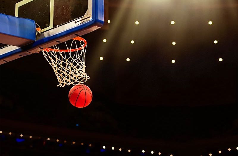 Basketball going through net