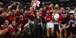Georgia rugby team celebrating