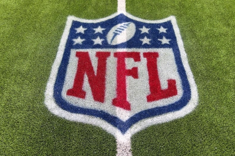 NFL logo on grass