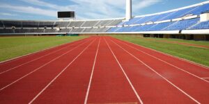 Track and field on a sunny day