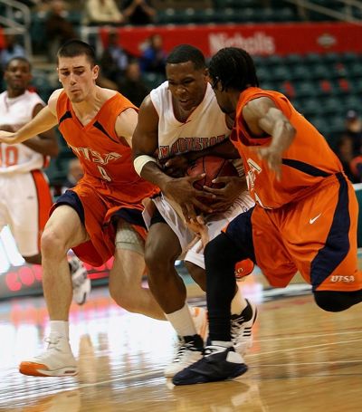 Basketball Players Mid Game