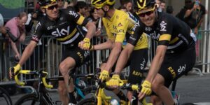 Chris Froome Riding Wearing Yellow Jersey