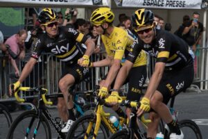 Chris Froome Riding Wearing Yellow Jersey