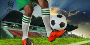 Football player and ball