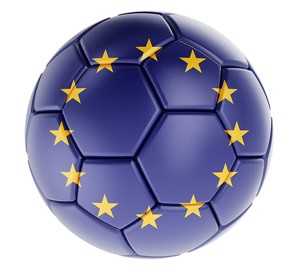 Football with EU Flag overlayed