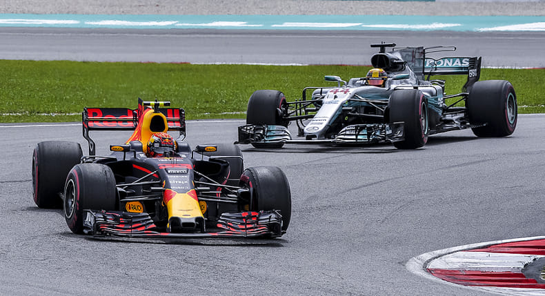 Max Verstappen and Lewis Hamilton