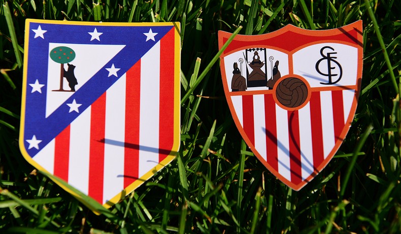 Sevilla and Atletico Madrid badges