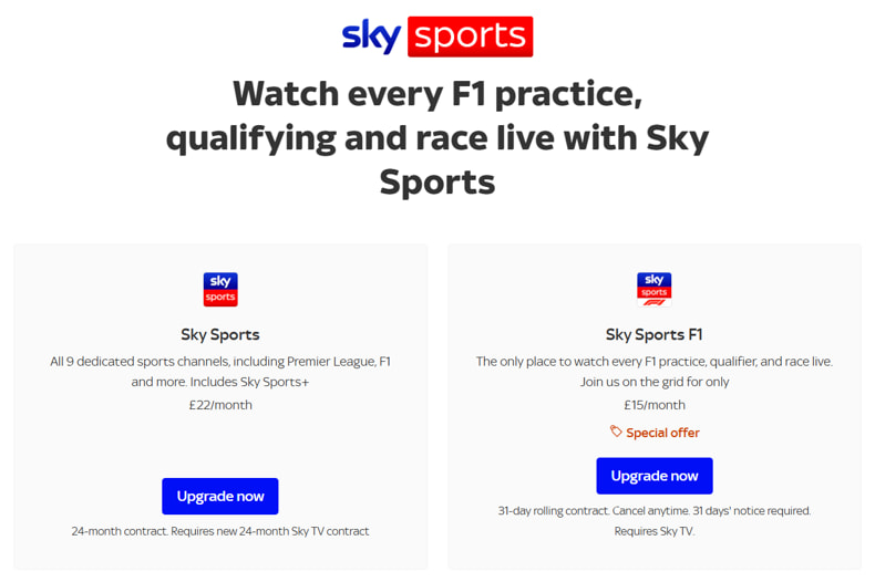 Sky Sports F1 Subscription