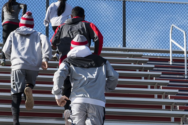 Sports team training in cold weather