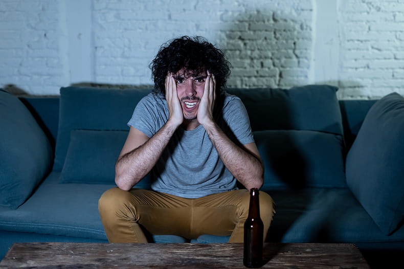 Upset man betting on sports