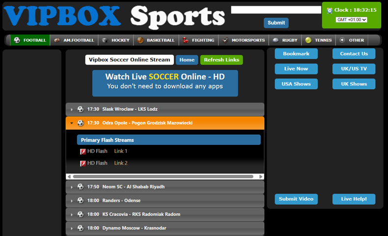 VIPBox sports screenshot