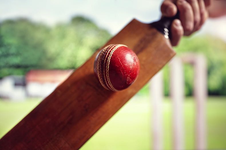 Cricket bat & ball upclose