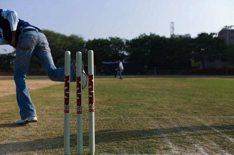 Cricket game in play