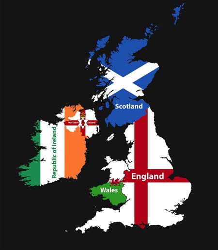 Map of home nations