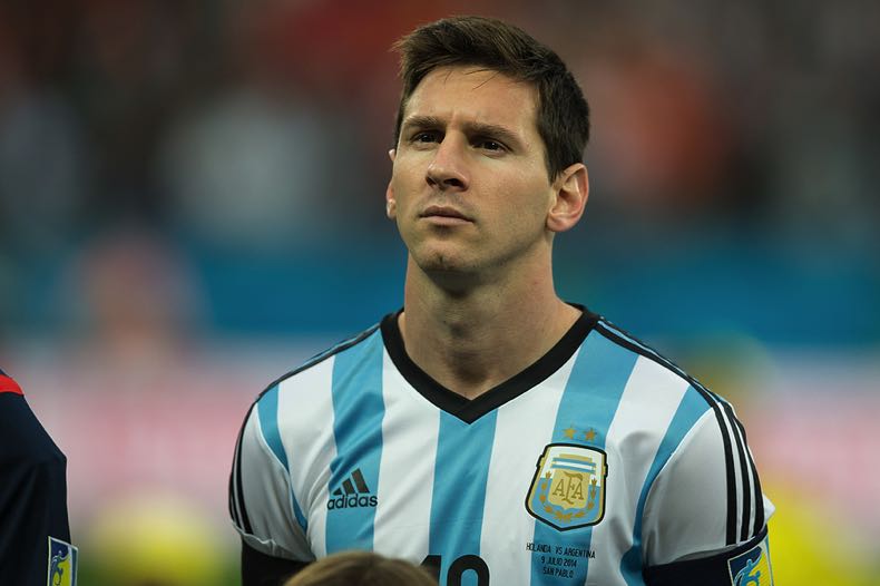Messi playing for Argentina