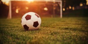 Soccer ball sunset