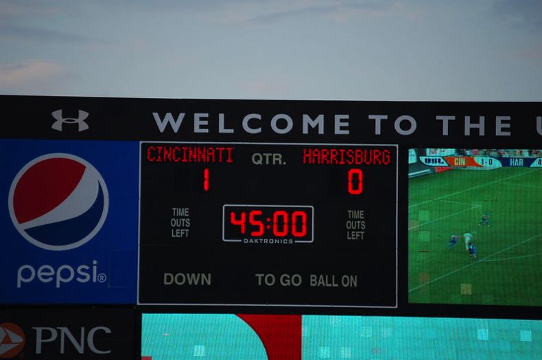 Soccer scoreboard half-time