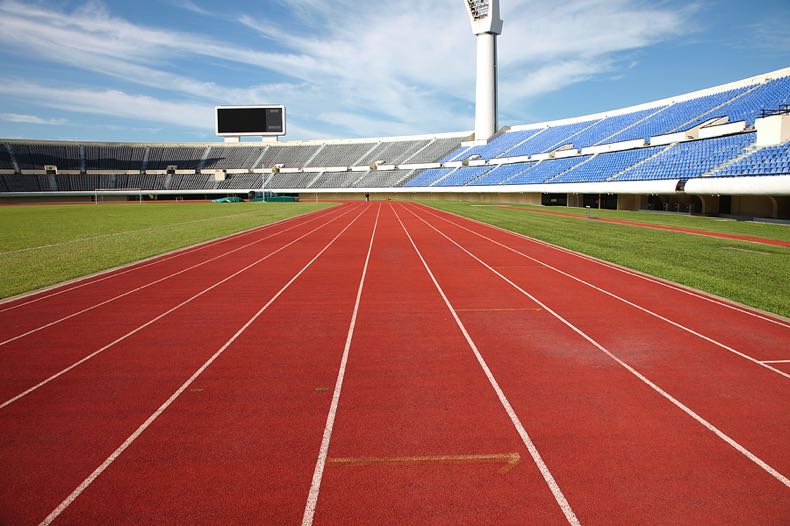 Track and field on a sunny day